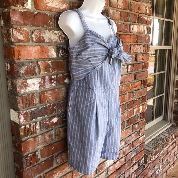 Ashley Stewart blue and white striped romper sz 12 - Picture 2 of 9